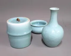 茶道具　鍋島青磁茶器セット　水指 建水 花器　小笠原長春 作 茶道具 鍋島青磁茶器セット 水指 建水 花器 小笠原長春 作 - メルカリ