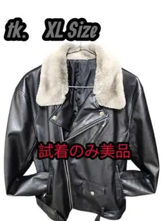 美品　tk. ダブルライダース　フェイクレザージャケット　ブラック　ＸＬ
