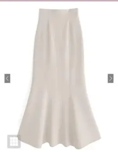 ベージュ フレアロングスカート ハイウエスト