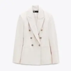 新品タグ付き　zara ダブルブレストピケ　ブレザー　オフホワイト