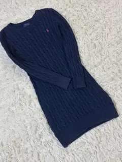 Polo Ralph Lauren ネイビー ケーブルニットワンピース