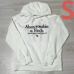 アバクロンビーアンドフィッチ　メンズ　プルオーバーパーカー　白　ビッグロゴ