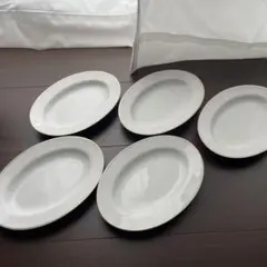 昭和レトロ　アンティーク　白いプレート 金縁5枚セット　フレンチ