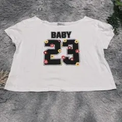 ブラウニー ショート丈 Tシャツ BABY 23 花柄 白 F 綿のサムネイル