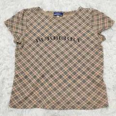 訳あり バーバリーブルーレーベル ノバチェック デカロゴ Tシャツ 厚手