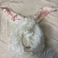 ウサギ耳付きファー帽子