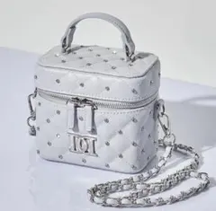 Darich ダーリッチ キルティングビジュースクエアミニバッグ SAX