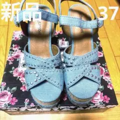 Jeffrey Campbell デニムプラットフォームサンダル未使用品。23,のサムネイル