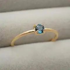 匿名配送　天然石　ロンドンブルートパーズ　3mm　プチリング　フリーサイズ