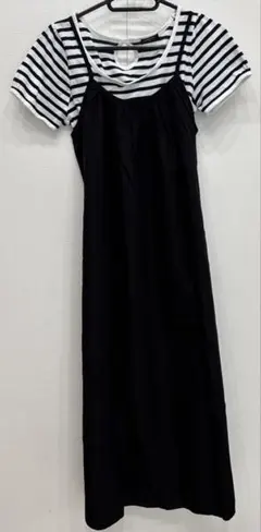 セットでお買い得！！キャミソールワンピース　ボーダーTシャツセット Sサイズ 黒