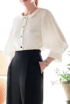 【美品】DAISY LIN FOXEY 長袖ブラウス シャツ 38 無地ホワイト DAISY LIN Lady Tuxedo Blouse (White)38 - メルカリ