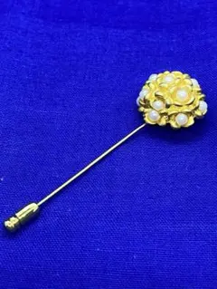 ゴールド 花モチーフ ピンブローチ　80mmスカーフ・ショール・ストール留め
