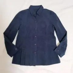 Leilian cara o cruz スエード調フリルシャツ　黒　L