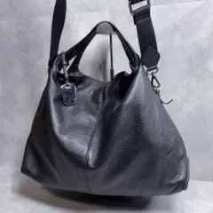 【FURLA】フルラ ハンドバック ショルダーバッグ レザー 黒 2way シボ