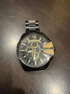 DIESEL DZ4338 メガチーフブラックゴールドクロノグラフ腕時計ジャンク