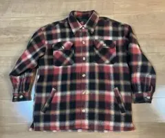 90s ヴィンテージ オンブレチェック シャツジャケット ワインレッド L