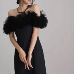 新品タグ付　atlo ギャザーチュールオフショルワンピース　オケージョン　結婚式