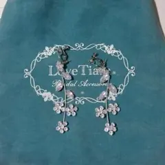 ブライダル　ウェディング　イヤリング　花　ロング　ピアス
