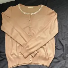 ピンクニットカーディガン レース付き❤️タイムセール