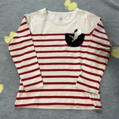 グラニフ ゲゲゲの鬼太郎 目玉のオヤジ刺繍入り長袖ボーダーカットソー 120