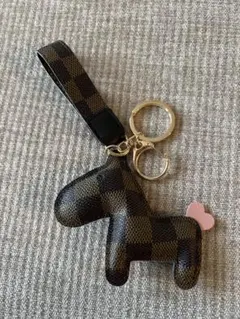 馬型チェック柄キーホルダー　チャーム