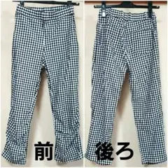 レディース ストレッチパンツ ギンガムチェック柄Mサイズ 七分丈