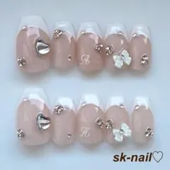 現品 ちゅるん フレンチ リボン ハート キラキラ 韓国 量産型 ワンホン