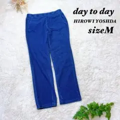 day to day ストレッチデニムパンツ ストレート スリット入り【M】青