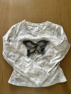 バタフライ刺繍 長袖Tシャツ