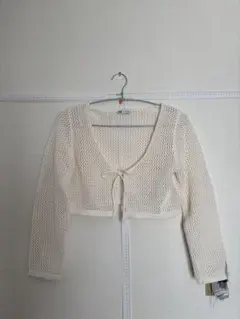 ZARA アイボリー クロップドニットカーディガン