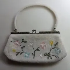 ビーズ刺繍花柄和装用バッグ