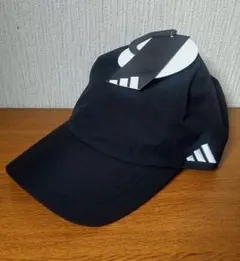 adidas ■新品サイドロゴ付き撥水キャップ ブラック×ホワイト