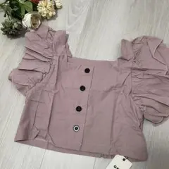 美品GRL フリル袖ピンクブラウス
