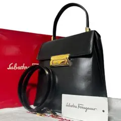 【極美品✨】フェラガモ　2wayハンドバッグ　金具　レザー　ブラック