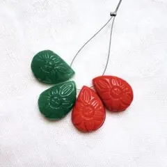 ハイドロクォーツ　カービング 緑＆赤セット