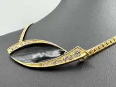 ヴィンテージ ネックレス 黒エナメル ラインストーン