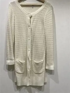 ロングカーディガン　ナチュラルビューティーベイシック　白　長袖