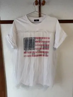 RCWB バンダナ柄 フラッグプリント チュールTシャツ ホワイト