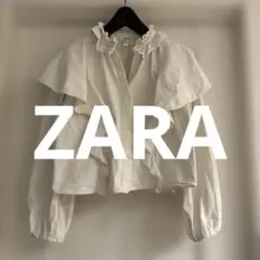 ZARA ビッグフリル ブラウス ホワイト ボリューム袖