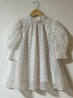 SNIDEL　スナイデル　ハーフスリーブオーガンジーブラウス　ドット