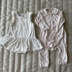 プチバトー ベビー ワンピース＆パジャマセット 60 70 女の子 美品 ドット