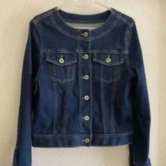 ナチュラルビューティーベーシック　Gジャン　デニムジャケット ノーカラー