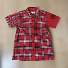 BURBERRY★半袖チェックシャツ 赤　8Y 128cm