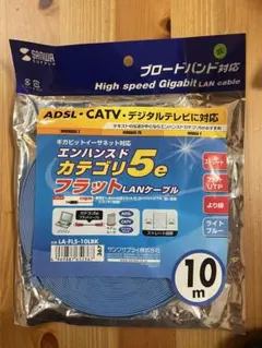 サンワサプライ LANケーブル 10m LA-FL5-10LBKのサムネイル