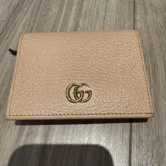 GUCCI グッチ GGマーモント 二つ折り財布 レザー ベージュ コンパクト