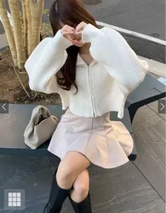 GRL ダブルジップショート丈リブニットトップス(lt33)