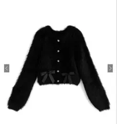 GRLシャギーニットリボンショート丈カーディガン トップス