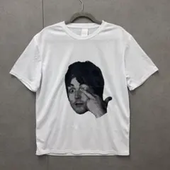 フォトプリントTシャツ Mサイズ｜モノクロフェイスデザイン 個性派 ストリート