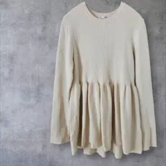 GU ペプラム リブニット 長袖 アイボリー XL