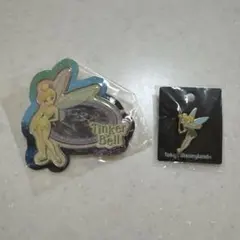 TDLティンカーベル ピンバッジ、大きなティンカーベルピンバッジ2個セット